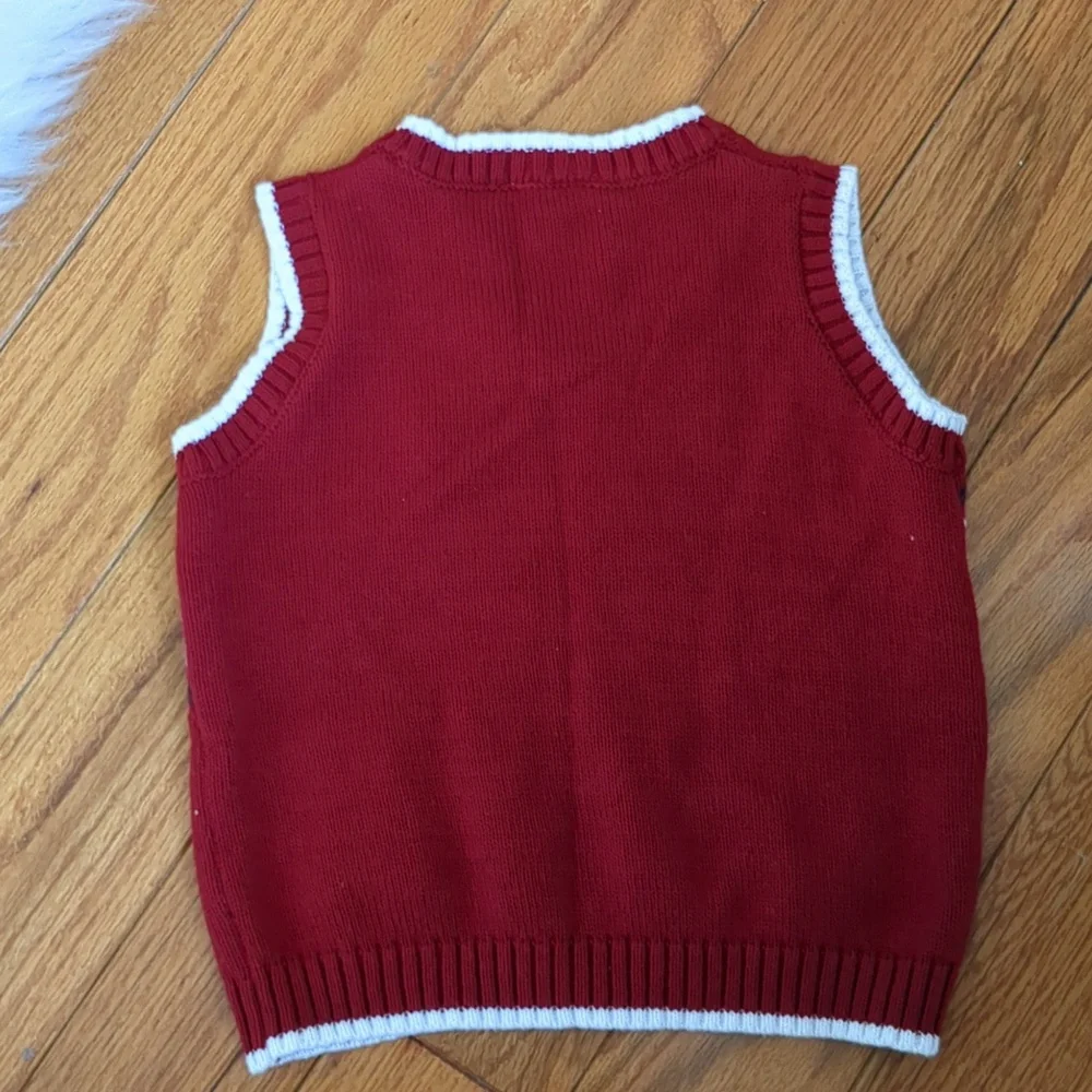 18M Izod Christmas Reindeer Red Sweater Vest Holiday Animal Lights Soft
